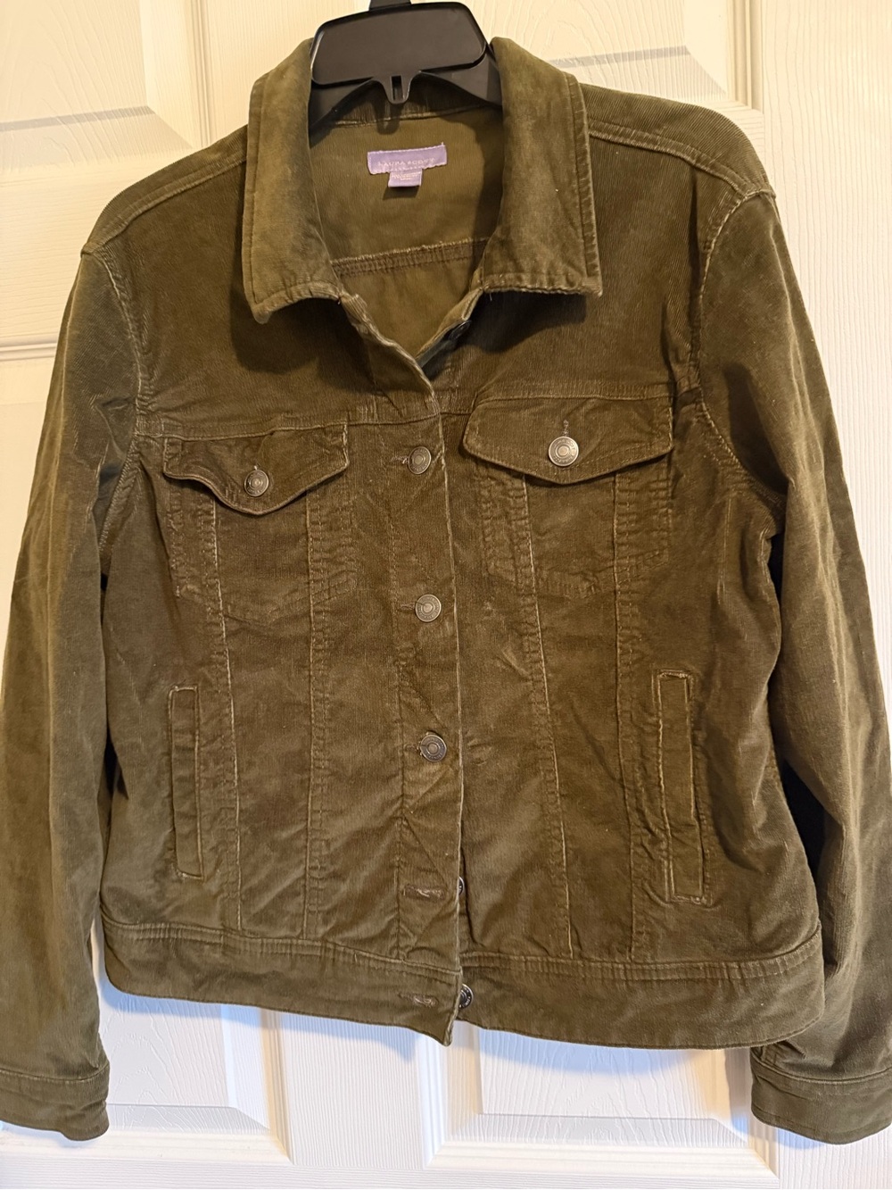 Laura Scott Olive Green Corduroy Button-Up Jacket